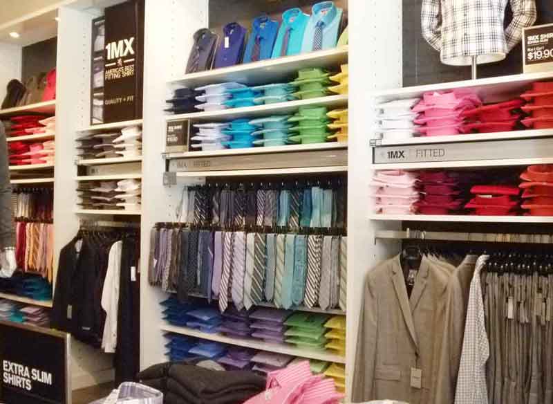 グラデーション　ワイシャツ売り場